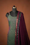 Madhuri Peacock Green Sleeveless Chettinad Cotton Kurti Set ( Set of 2 )