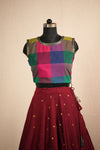 Thendral Maroon Sleeveless Croptop and Skirt (Set of 2 )