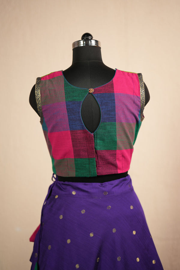 Thendral Violet Sleeveless Croptop and Skirt ( Set of 2 )