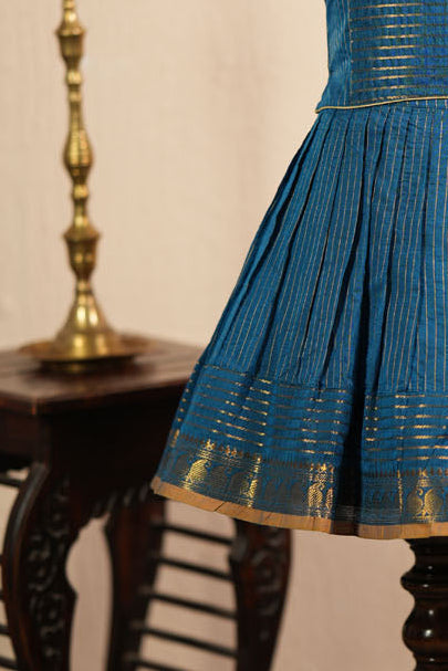 Venba Teal Chettinad Cotton Lehenga Mini (Set of 2 )