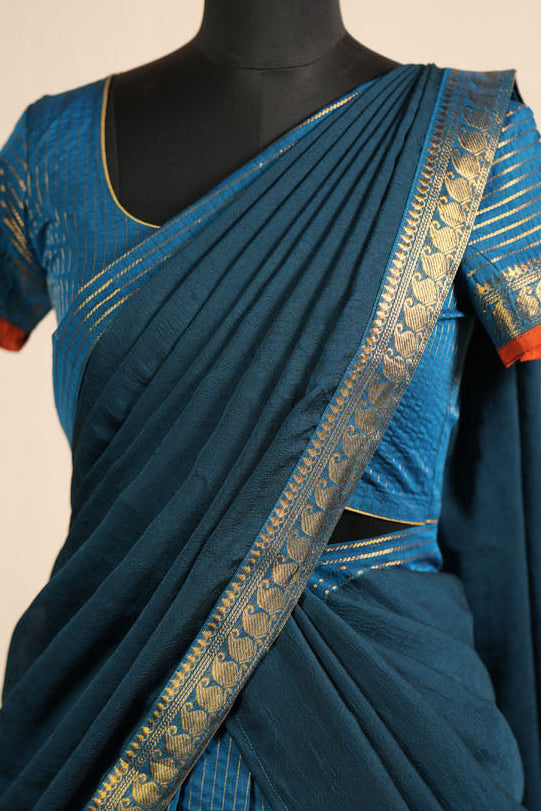 Venba Teal Chettinad Cotton Halfsaree (Set of 3 )