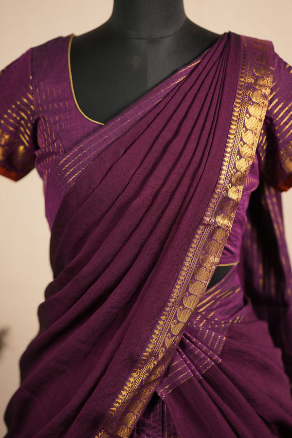 Venba Wine Chettinad Cotton Halfsaree (Set of 3 )