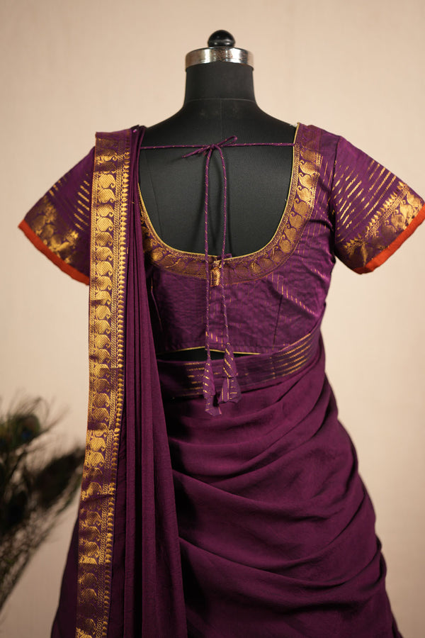 Venba Wine Chettinad Cotton Halfsaree (Set of 3 )
