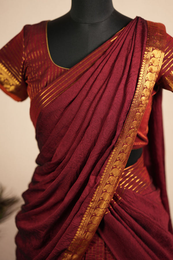 Venba Maroon Chettinad Cotton Halfsaree (Set of 3 )
