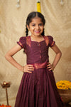 Esha Wine check Lehenga Mini (Set of 2)