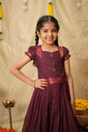 Esha Wine check Lehenga Mini (Set of 2)