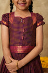 Esha Wine check Lehenga Mini (Set of 2)