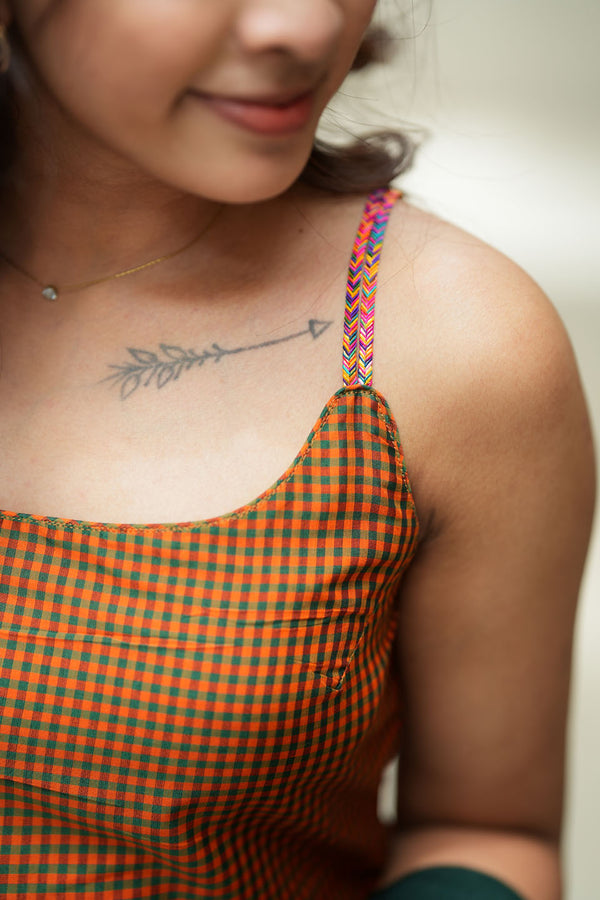 Narmada Rust with Green Kurti (Set of Top & Dupatta)