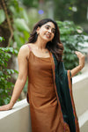 Narmada Rust with Green Kurti (Set of Top & Dupatta)
