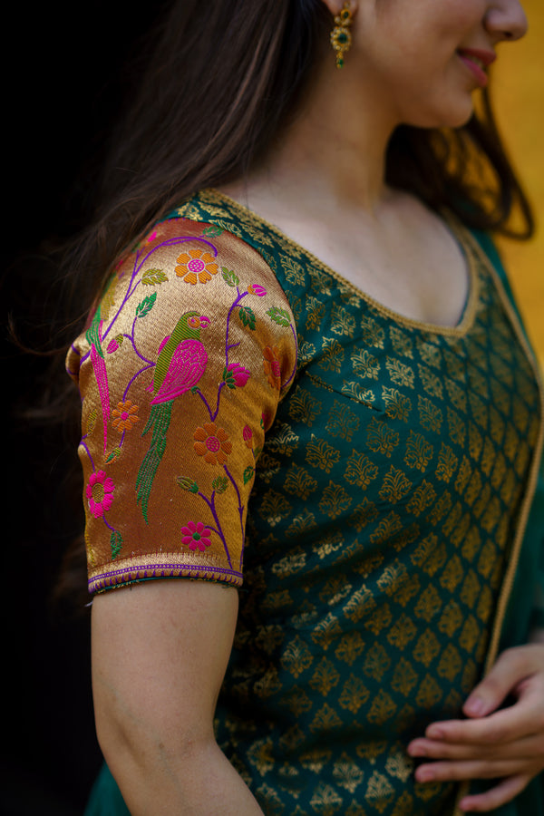 Smriti Green Brocade Kurti Set