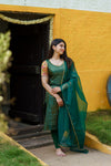 Smriti Green Brocade Kurti Set