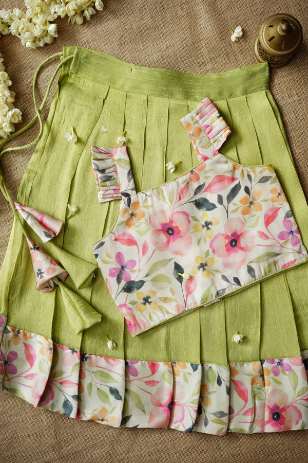 Ishara pastel green kids pavadai set Mini