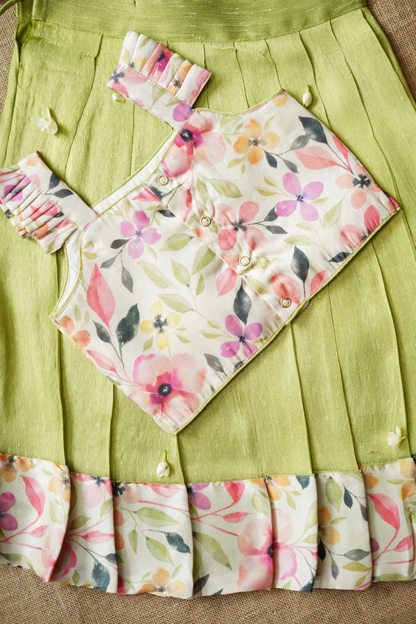 Ishara pastel green kids pavadai set Mini