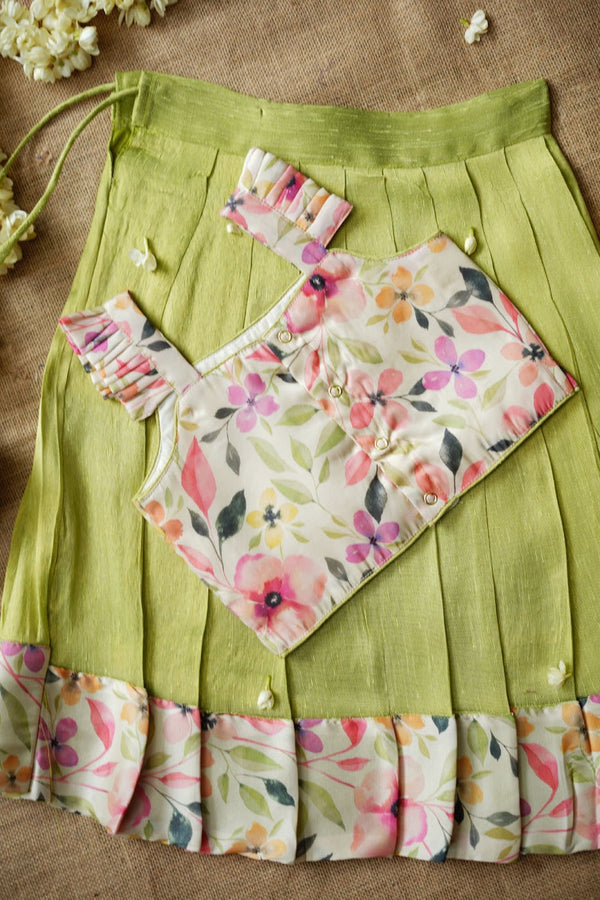 Ishara pastel green kids pavadai set Mini
