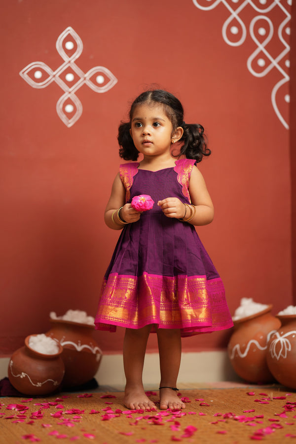 Tamizh Violet Kurti with Frock Mom & Me