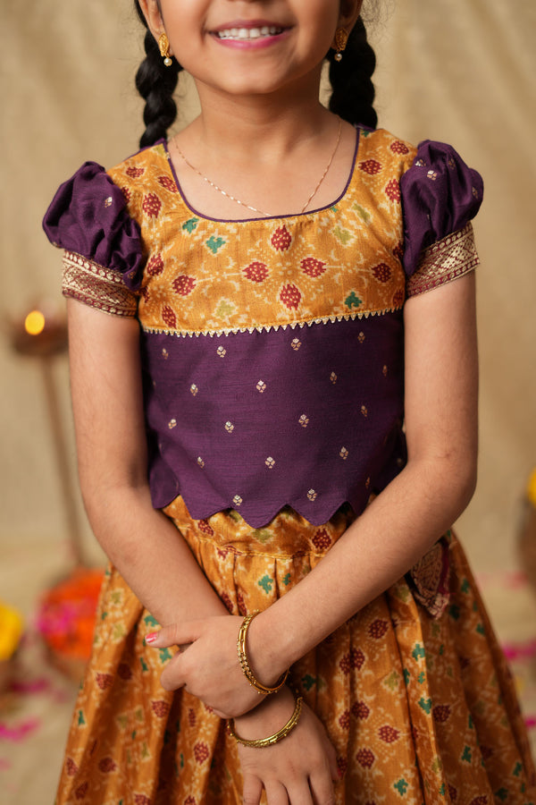 Agalvili Wine & Yellow Lehenga Mini (Set of 2)
