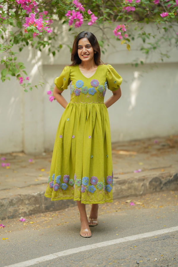 Ivana Olive Green Midi Dress