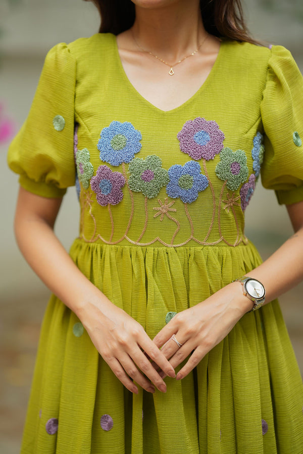 Ivana Olive Green Midi Dress