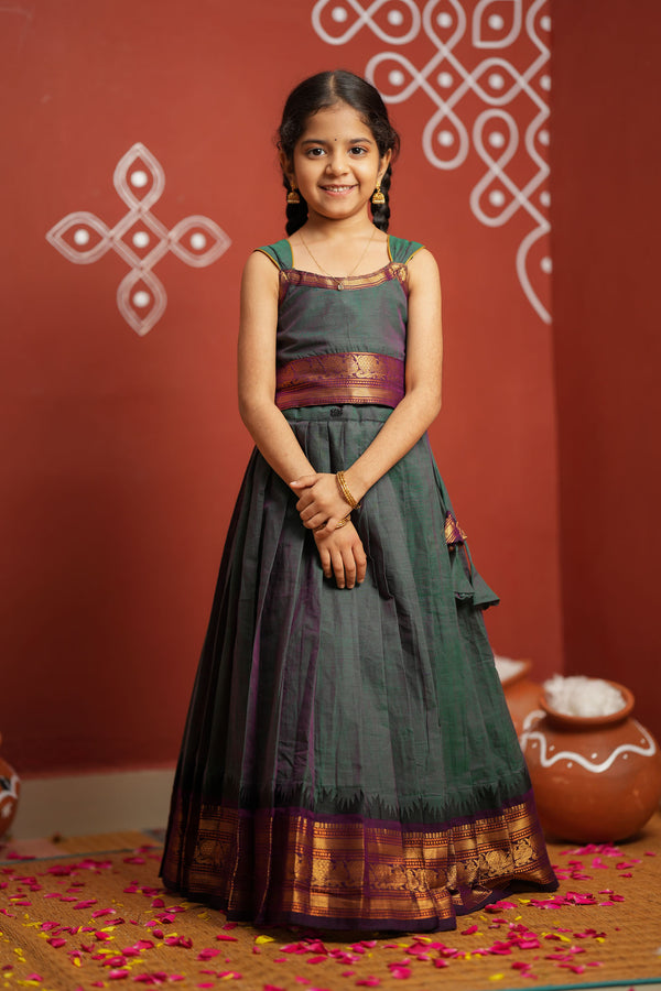 Madhuri Peacock Green Kurti with Lehenga Mom & Me