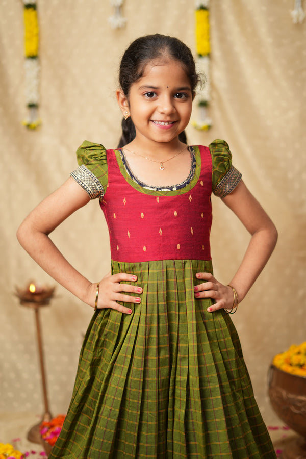 Aditi Green Checks Frock Mini