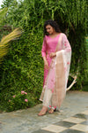 Malini Pink with White Organza Dupatta