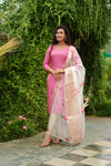 Malini Pink with White Organza Dupatta