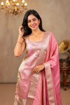 Nethra Pink Banarasi Tissue Spaghetti Kurti Set