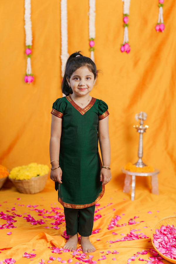 Sreeja Green Croptop Salwar Mom & Me Set