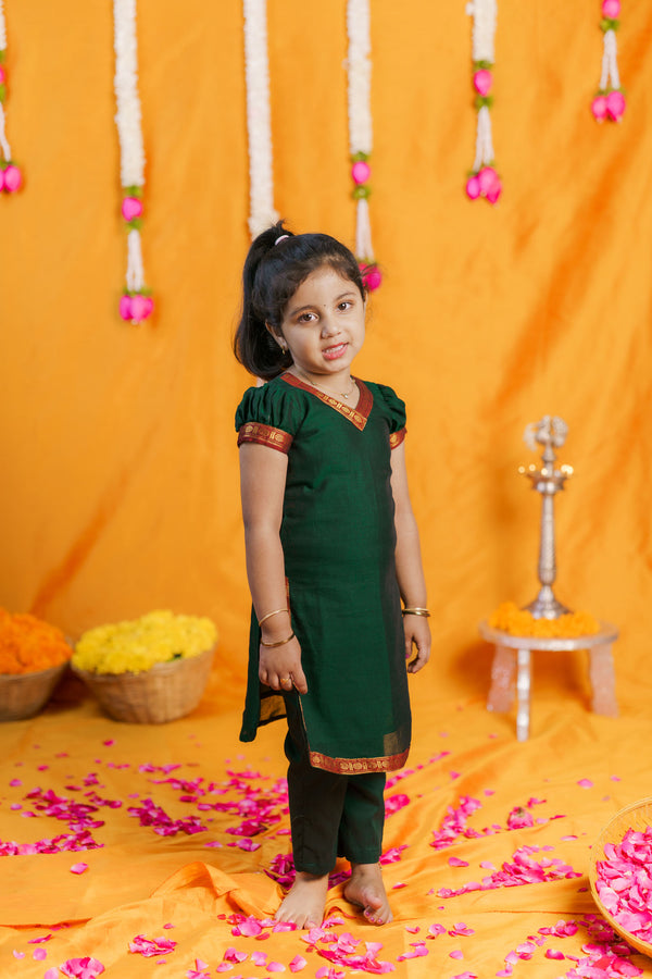 Sreeja Green Croptop Salwar Mom & Me Set