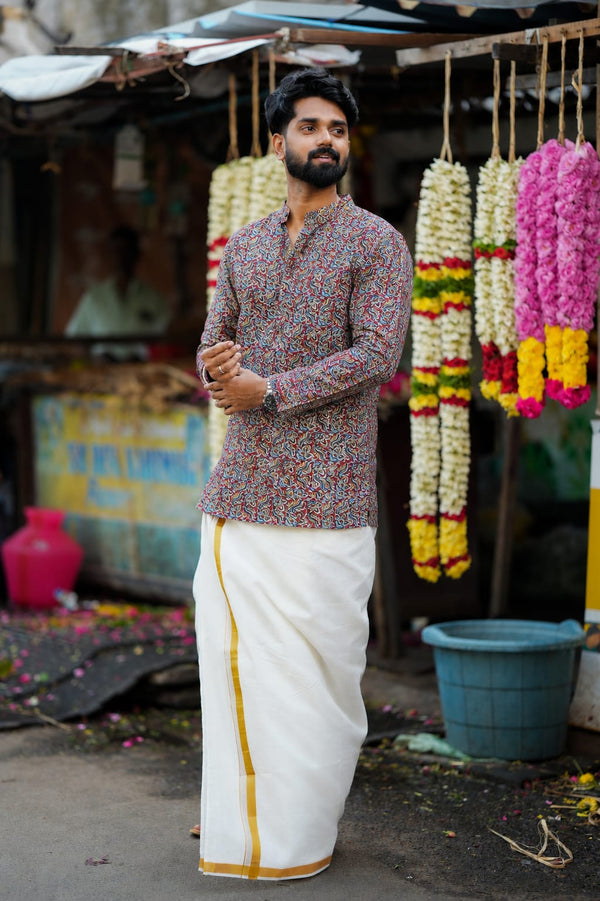 Tushar Red Kalamkari Shirt