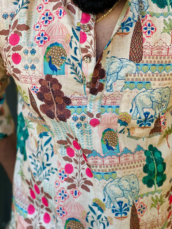 Aarav - Pichwai Mughal Kurta Shirt