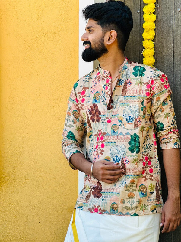 Aarav - Pichwai Mughal Kurta Shirt