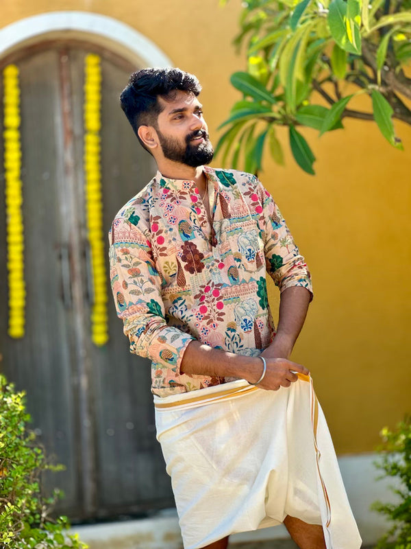 Aarav - Pichwai Mughal Kurta Shirt