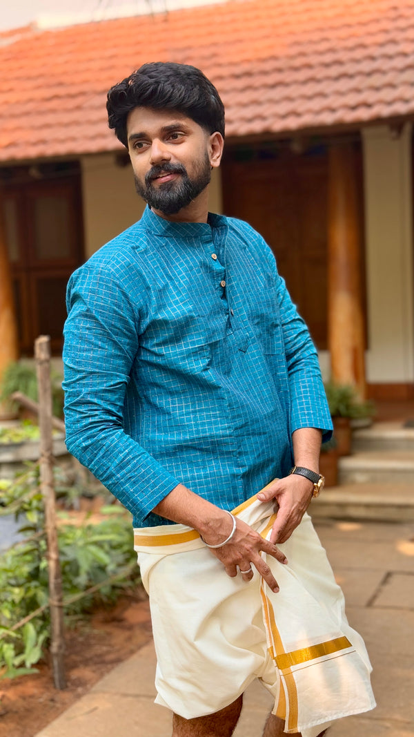 Ved - Blue checks Kurta