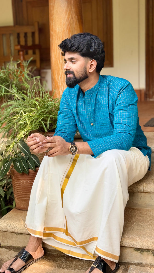 Ved - Blue checks Kurta