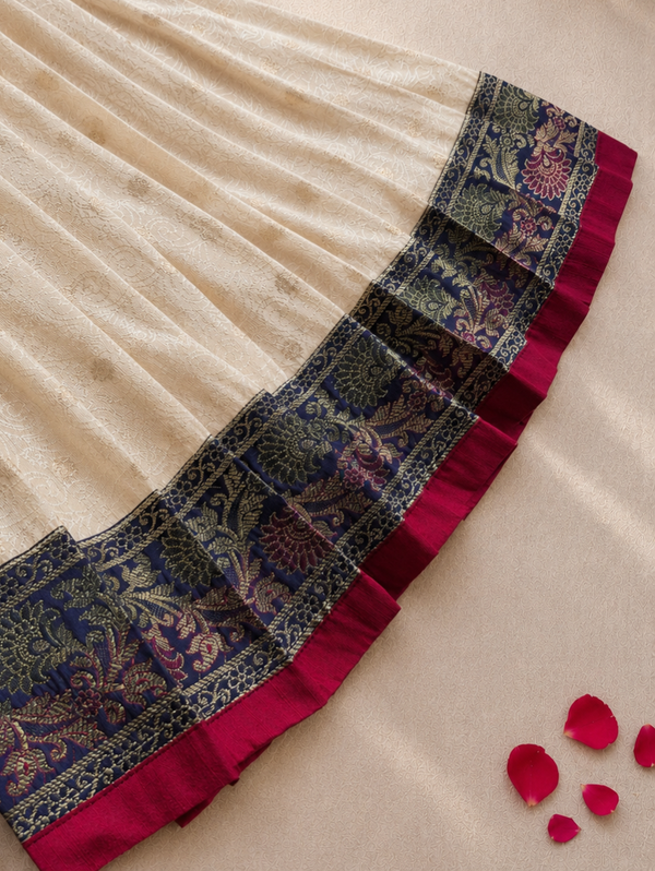 Karunya Ivory with Maroon Lehenga Mini