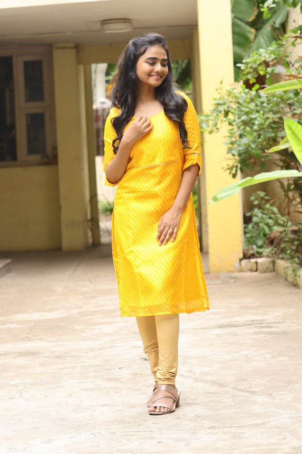 GRG - Swarna yellow kurthi (Top only) - XS only