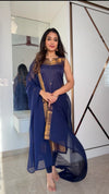 Vedika Navy Chettinad Cotton Kurti Set (Set of 2)