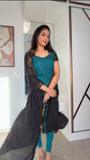 Inmozhi Teal Chettinad Cotton Kurti Set (Set of 2)