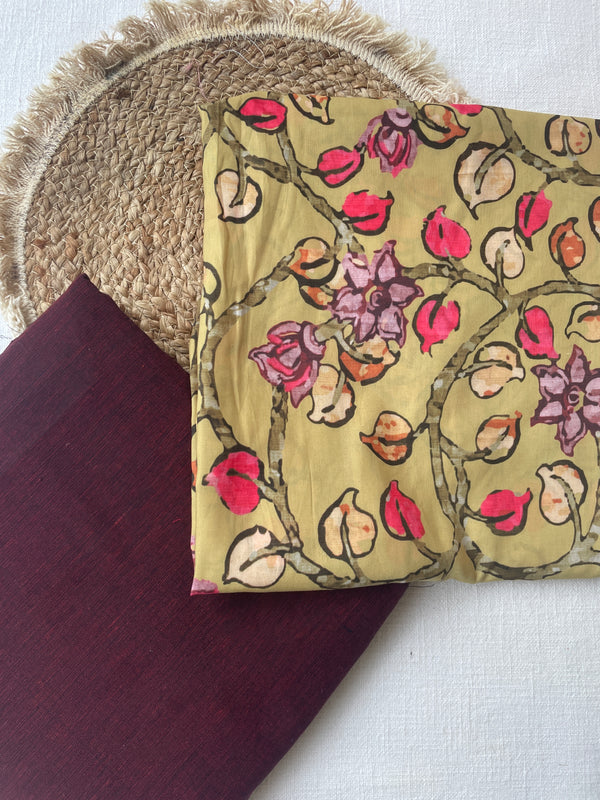 Berry – Handloom Cotton & Printed Muslin Suit Set