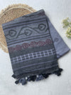 Grey & Black Mul Cotton Saree