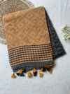 Mustard & Charcoal Mul Cotton Saree