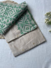 Ivory & Emerald Mul Mul Cotton Saree