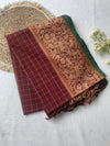 Maroon & Green Handloom Cotton Saree