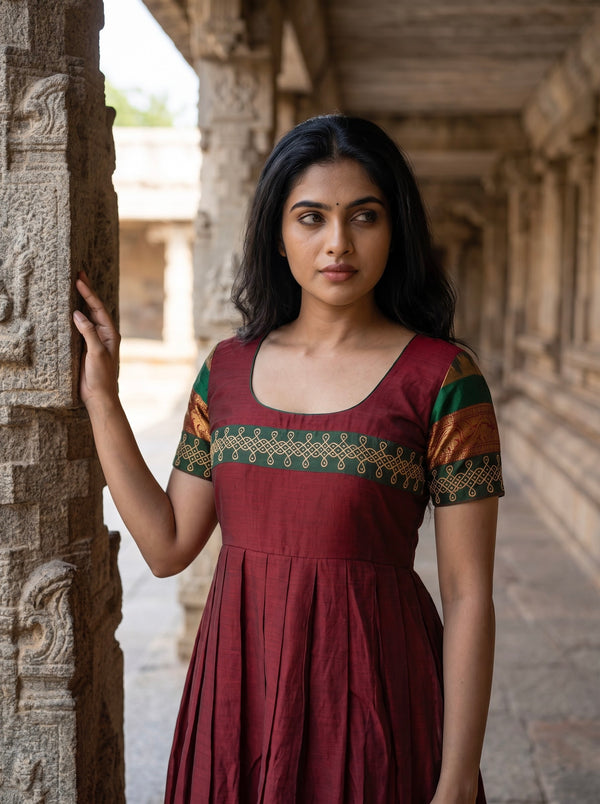 Charvi Maroon Narayanpet Dress