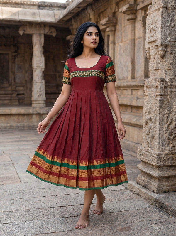 Charvi Maroon Narayanpet Dress