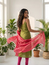 Mayilini Green Shimmer Kotta Spaghetti Kurti Set ( Set of 2 )