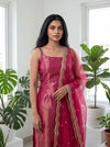 Mayilini Pink Shimmer Kotta Spaghetti Kurti Set ( Set of 2 )