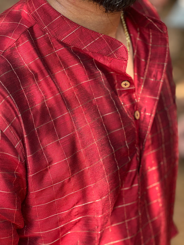Ved - Maroon checks Kurta