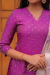 Lavender Lotus Banarasi A-Line Kurta with Dupatta (PR)